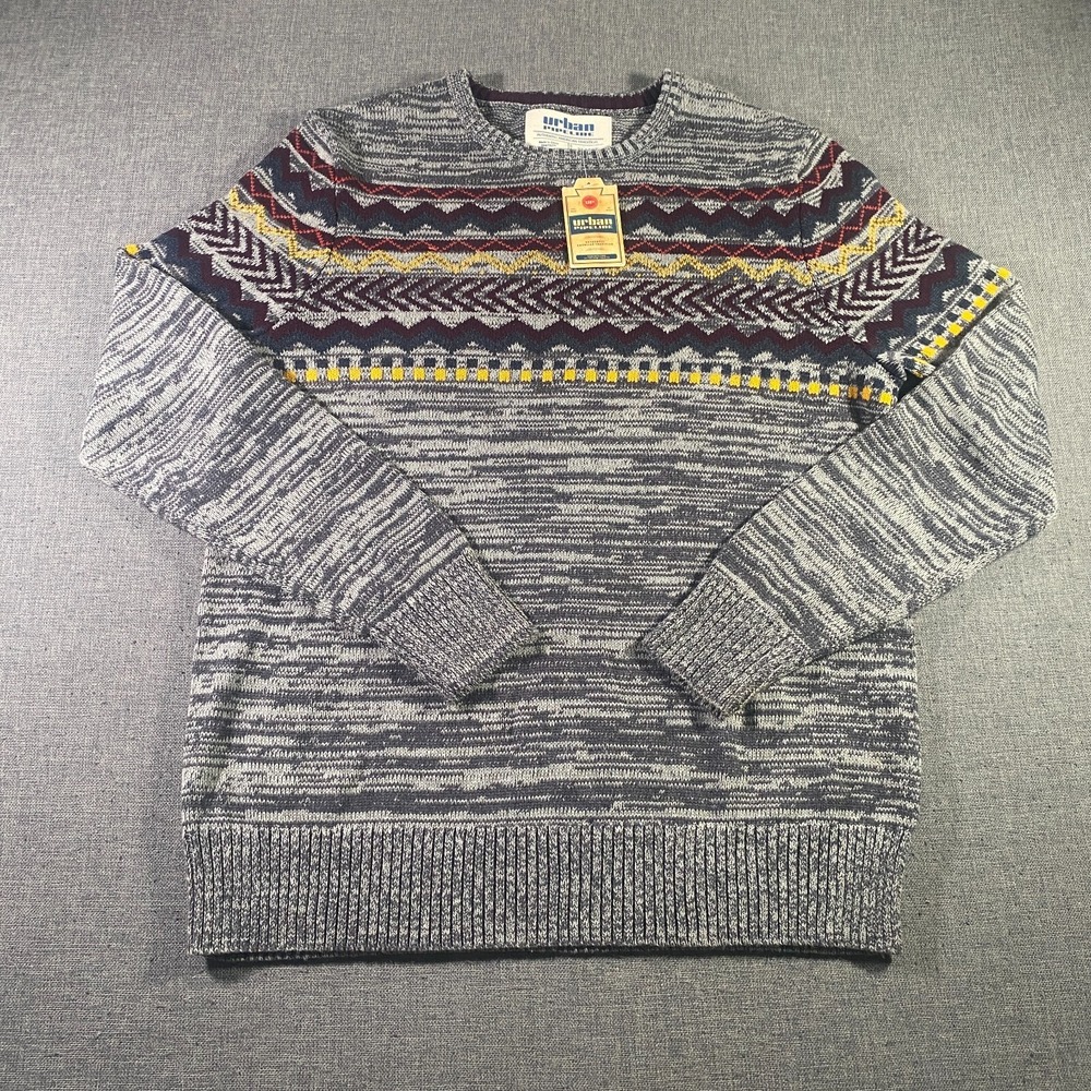 NWT Urban Pipeline Acrylic Blend Southwestern Sweater Mens XL Grey Lightweight